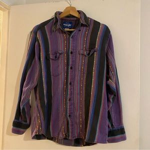 Wrangler Western Shirts Men Large Purple Multicolor